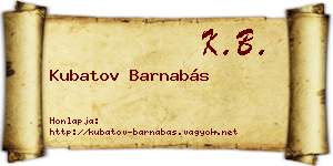 Kubatov Barnabás névjegykártya