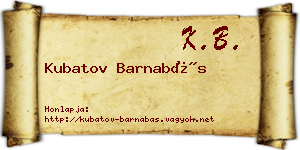 Kubatov Barnabás névjegykártya